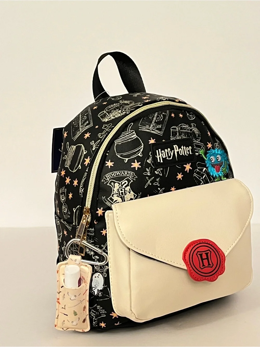 Hogwarts Acceptance Letter Backpack with Hedgewig Lip Balm Case Zipper Pull